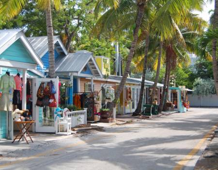 Shops along a street in Key West