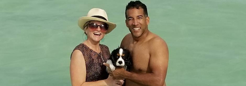 couple with dog in key west