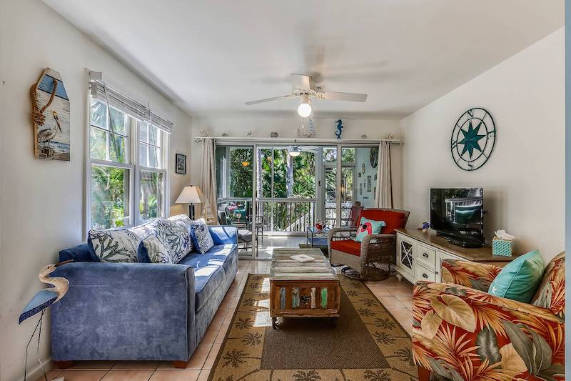 A living room in a Key West vacation rental